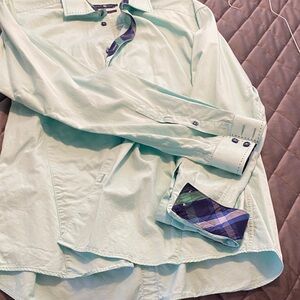 Stone Rose Sage Green Shirt with Navy Accents